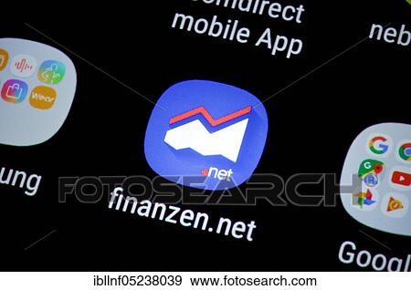 Smartphone, Display, App, finanzen. net View Large Photo Image Stock Photo - Smartphone, Display, App, finanzen. net. Fotosearch