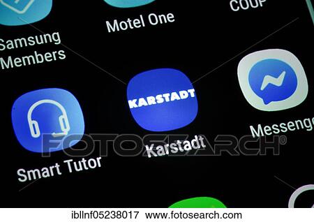Stock Photo - Smartphone, Display, App, Karstadt. Fotosearch