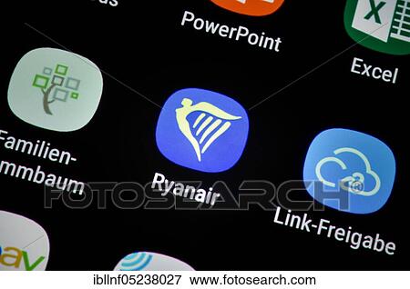 Stock Photo - Smartphone, Display, App, Ryanair. Fotosearch