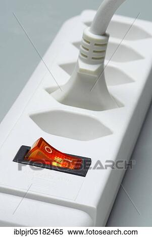 Stock Photography - Socket strip with swiss plug, switch. Fotosearch