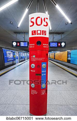 SOS pillar in the underground station Garching-Forschungszentrum, Garching, Upper Bavaria, Bavaria, Germany, Europe View Large Photo Image Stock Image - SOS pillar in the underground station Garching-Forschungszentrum, Garching, Upper Bavaria, Bavaria, Germany, Europe. Fotosearch