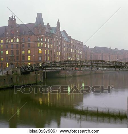 Speicherstadt Hamburg in fog, Germany, Europe View Large Photo Image Stock Photo - Speicherstadt Hamburg in fog, Germany, Europe. Fotosearch