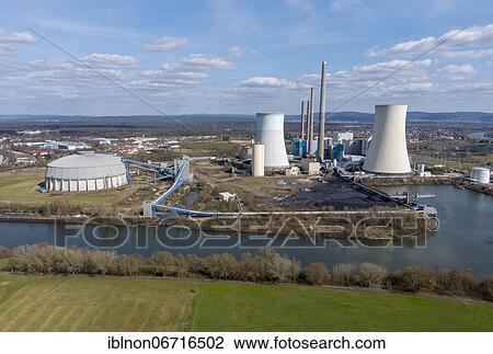 Stock Image - Staudinger steam power plant on the Main, Großkrotzenburg, Hesse, Germany, Europe. Fotosearch