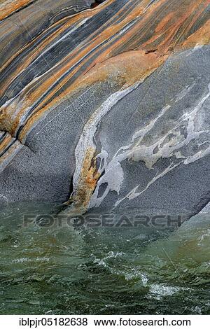Stock Photo - Stone structure, Ticino, Verzasca river, rock vein, Valle Verzasca, Ticino, Switzerland, Europe. Fotosearch