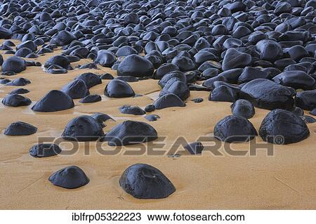 Stock Image - Stony beach in Northumberland, Great Britain. Fotosearch