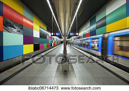 Stock Image - Subway Station, Georg-Brauchle-Ring, Munich, Upper Bavaria, Bavaria, Germany, Europe. Fotosearch
