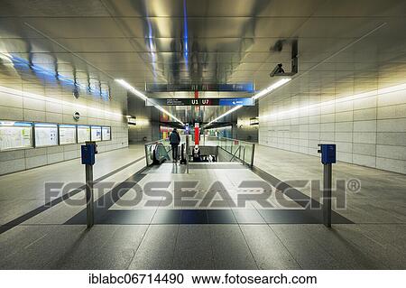 Stock Image - Subway Station, Georg-Brauchle-Ring, Munich, Upper Bavaria, Bavaria, Germany, Europe. Fotosearch