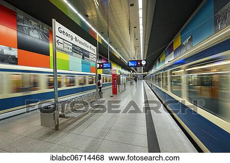 Subway Station, Georg-Brauchle-Ring, Munich, Upper Bavaria, Bavaria, Germany, Europe View Large Photo Image Stock Photo - Subway Station, Georg-Brauchle-Ring, Munich, Upper Bavaria, Bavaria, Germany, Europe. Fotosearch