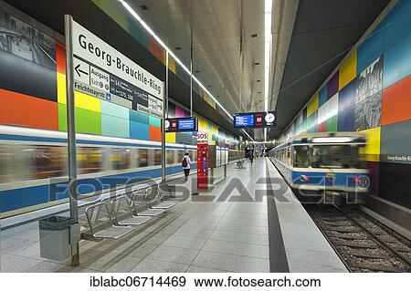 Stock Photo - Subway Station, Georg-Brauchle-Ring, Munich, Upper Bavaria, Bavaria, Germany, Europe. Fotosearch