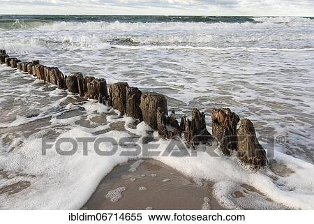 Stock Photography - Surf on the west beach Darßer Ort, Mecklenburg-Western Pomerania, Germany, Europe. Fotosearch
