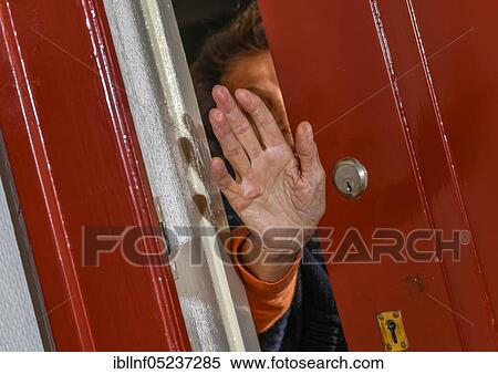 Symbol photo, door, pensioner, fear, defense View Large Photo Image Stock Photography - Symbol photo, door, pensioner, fear, defense. Fotosearch