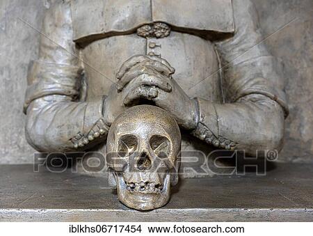 Picture - Symbolic skull in the Nikolaikirche in Berlin, Berlin, Germany, Europe. Fotosearch