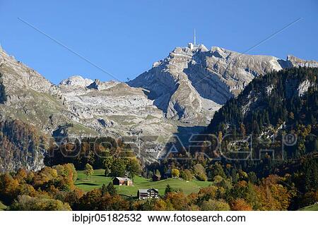 Säntis with transmitter tower, Appenzell Alps, 2501 m, view from Wildhaus, Toggenburg, canton St. Gallen, Switzerland, Europe View Large Photo Image Stock Image - Säntis with transmitter tower, Appenzell Alps, 2501 m, view from Wildhaus, Toggenburg, canton St. Gallen, Switzerland, Europe. Fotosearch