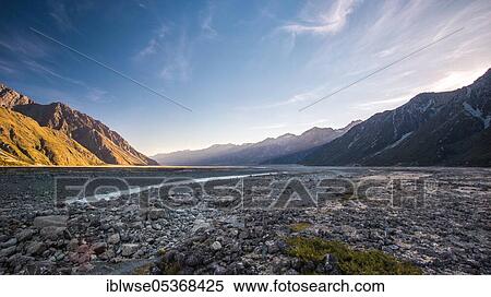 Stock Photography - Tasman Valley, Mount Cook National Park, Canterbury, New Zealand, Oceania. Fotosearch