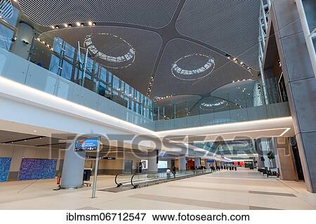 Stock Photo - Terminal of the new airport in Istanbul, Turkey, Asia. Fotosearch