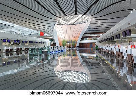 Picture - Terminal of the new Beijing Daxing New International Airport (PKX), Beijing, China, Asia. Fotosearch