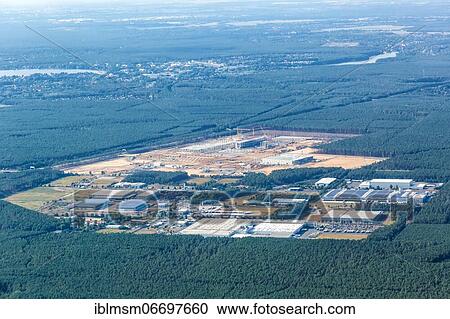 Tesla Gigafactory Berlin Brandenburg Grünheide factory construction site Giga Factory aerial view, Berlin, Germany, Europe View Large Photo Image Stock Image - Tesla Gigafactory Berlin Brandenburg Grünheide factory construction site Giga Factory aerial view, Berlin, Germany, Europe. Fotosearch