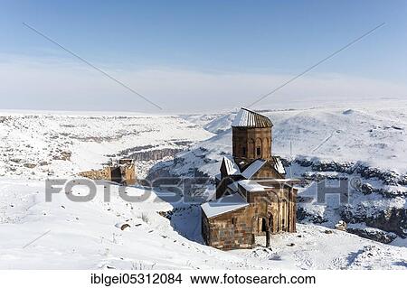 Tigran Honent's church in Ani is a ruined medieval Armenian town, now in the Turkish province of Kars and next to the closed border with Armenia View Large Photo Image Picture - Tigran Honent's church in Ani is a ruined medieval Armenian town, now in the Turkish province of Kars and next to the closed border with Armenia. Fotosearch