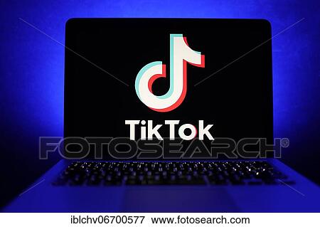 Stock Photo - TikTok app logo on the screen of a laptop. Fotosearch