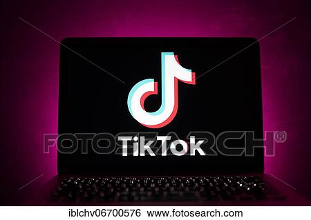 TikTok app logo on the screen of a laptop View Large Photo Image Stock Photograph - TikTok app logo on the screen of a laptop. Fotosearch