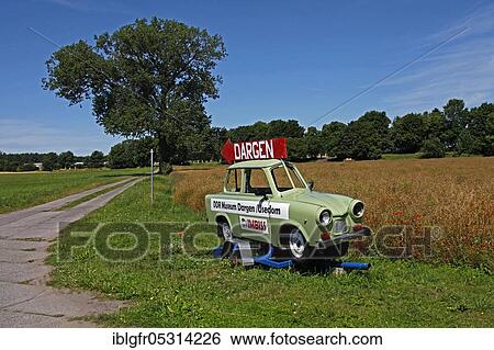 Stock Photograph - Trabi as a guide to the DDR Museum Dargen, Usedom Island, Mecklenburg-Western Pomerania, Germany, Europe. Fotosearch