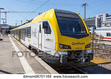 Train Bahn Go-Ahead Go Ahead Stadler FLIRT 3 regional train at Stuttgart central railway station Hbf station, Stuttgart, Germany, Europe View Large Photo Image Stock Photo - Train Bahn Go-Ahead Go Ahead Stadler FLIRT 3 regional train at Stuttgart central railway station Hbf station, Stuttgart, Germany, Europe. Fotosearch
