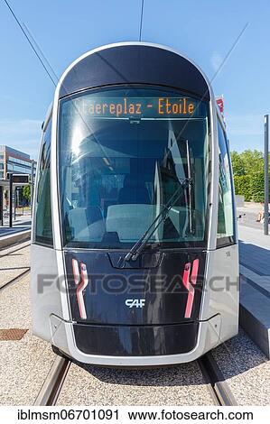Stock Image - Tram Luxtram tramway tramway local traffic CAF vehicle, Luxembourg, Europe. Fotosearch
