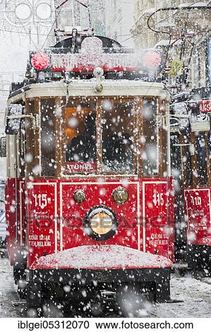 Tram under sleet on Istiklal Street, Beyoglu, Turkey on January 10, 2017 View Large Photo Image Stock Image - Tram under sleet on Istiklal Street, Beyoglu, Turkey on January 10, 2017. Fotosearch