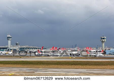 Turkish Airlines aircraft at Istanbul airport, Turkey, Asia View Large Photo Image Stock Photo - Turkish Airlines aircraft at Istanbul airport, Turkey, Asia. Fotosearch