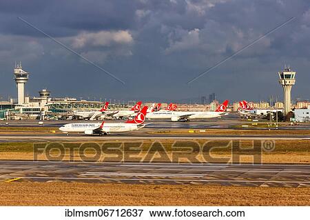 Turkish Airlines aircraft at Istanbul airport, Turkey, Asia View Large Photo Image Stock Photo - Turkish Airlines aircraft at Istanbul airport, Turkey, Asia. Fotosearch