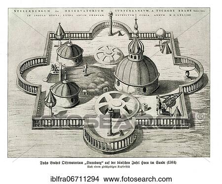 Picture - Tycho Brahe's Sternburg Observatory on the Danish island of Ven im Sunde, 1584, After a contemporary copper engraving. Fotosearch