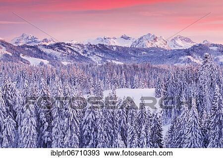 Stock Image - View from Gotschalkenberg with view to the Central Swiss Alps, Switzerland, Europe. Fotosearch
