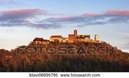 View of Wartburg Castle in autumn, evening light, Thuringian Forest, Eisenach, Thuringia, Germany, Europe View Large Photo Image Stock Photography - View of Wartburg Castle in autumn, evening light, Thuringian Forest, Eisenach, Thuringia, Germany, Europe. Fotosearch