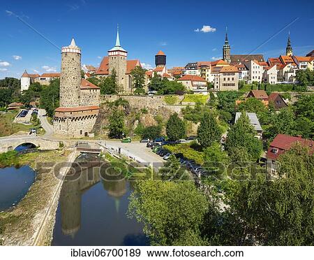 View over the river Spree to the historical old town with Burgwasserturm, Alte Wasserkunst, city wall, Michaeliskirche, water tower, Petridom and town hall tower, Bautzen, Oberlausitz, Saxony, Germany, Europe View Large Photo Image Stock Photo - View over the river Spree to the historical old town with Burgwasserturm, Alte Wasserkunst, city wall, Michaeliskirche, water tower, Petridom and town hall tower, Bautzen, Oberlausitz, Saxony, Germany, Europe. Fotosearch