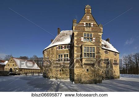 Vischering Castle in winter, Lüdinghausen, Münsterland, North Rhine-Westphalia, Germany, Europe View Large Photo Image Stock Photo - Vischering Castle in winter, Lüdinghausen, Münsterland, North Rhine-Westphalia, Germany, Europe. Fotosearch