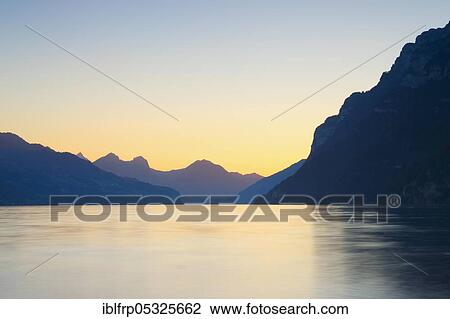 Stock Image - Walensee, St. Gallen, Switzerland, Europe. Fotosearch