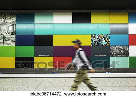 Wall with colored rectangles, subway station, Georg-Brauchle-Ring, Munich, Upper Bavaria, Bavaria, Germany, Europe View Large Photo Image Stock Image - Wall with colored rectangles, subway station, Georg-Brauchle-Ring, Munich, Upper Bavaria, Bavaria, Germany, Europe. Fotosearch