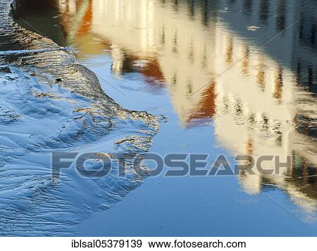Stock Photo - Water reflection, Nikolai canal, Nikolaifleet, Hamburg, Germany, Europe. Fotosearch