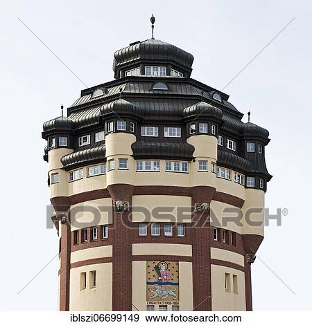 Stock Photo - Water tower on Viersener Straße, also called New Water Tower, Mönchengladbach, Lower Rhine, North Rhine-Westphalia, Germany, Europe. Fotosearch