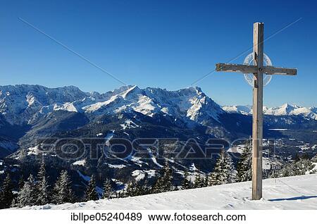 Wetterstein range, Zugspitze, Wank, summit cross, Werdenfels, Garmisch-Partenkirchen, Germany, Europe View Large Photo Image Stock Photo - Wetterstein range, Zugspitze, Wank, summit cross, Werdenfels, Garmisch-Partenkirchen, Germany, Europe. Fotosearch
