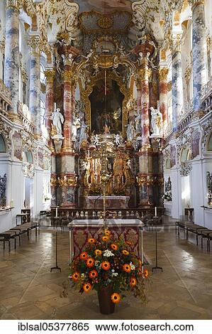Wieskirche, Altar, Wies, Steingaden, Romantic Road, Upper Bavaria, Bavaria, Germany, Europe View Large Photo Image Stock Photography - Wieskirche, Altar, Wies, Steingaden, Romantic Road, Upper Bavaria, Bavaria, Germany, Europe. Fotosearch
