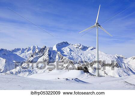 Stock Photo - Wind turbine, Switzerland, Europe. Fotosearch