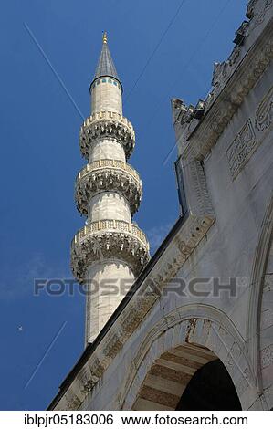 Stock Photograph - Yeni Cami, New Mosque, Minaret, Istanbul, Turkey, Asia. Fotosearch