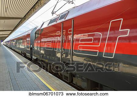 ÖBB RailJet logo train station Innsbruck main station in Austria Austrian Federal Railways, Innsbruck, Austria, Europe View Large Photo Image Stock Image - ÖBB RailJet logo train station Innsbruck main station in Austria Austrian Federal Railways, Innsbruck, Austria, Europe. Fotosearch