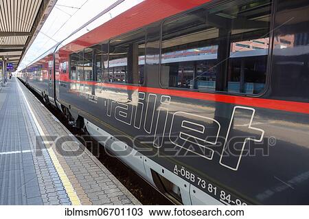 ÖBB RailJet logo train station Innsbruck main station in Austria Austrian Federal Railways, Innsbruck, Austria, Europe View Large Photo Image Stock Image - ÖBB RailJet logo train station Innsbruck main station in Austria Austrian Federal Railways, Innsbruck, Austria, Europe. Fotosearch