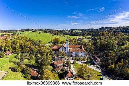 Aerial view, Dietramszell Monastery, Dietramszell, Tölzer Land, Upper Bavaria, Bavaria, Germany, Europe View Large Photo Image Stock Photograph - Aerial view, Dietramszell Monastery, Dietramszell, Tölzer Land, Upper Bavaria, Bavaria, Germany, Europe. Fotosearch