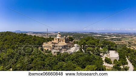 Aerial view, monastery Santuari de Bonany near Petra, Majorca, Balearic Islands, Spain, Europe View Large Photo Image Stock Photo - Aerial view, monastery Santuari de Bonany near Petra, Majorca, Balearic Islands, Spain, Europe. Fotosearch