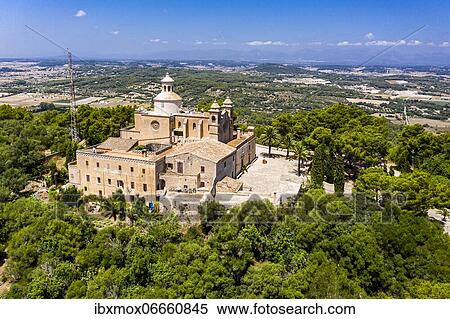 Aerial view, monastery Santuari de Bonany near Petra, Majorca, Balearic Islands, Spain, Europe View Large Photo Image Stock Photography - Aerial view, monastery Santuari de Bonany near Petra, Majorca, Balearic Islands, Spain, Europe. Fotosearch