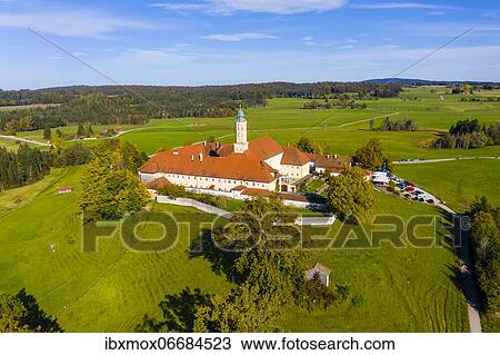 Aerial view of Reutberg Monastery, near Sachsenkam, Upper Bavaria, Bavaria, Germany, Europe View Large Photo Image Stock Image - Aerial view of Reutberg Monastery, near Sachsenkam, Upper Bavaria, Bavaria, Germany, Europe. Fotosearch