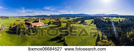 Aerial view of Reutberg Monastery, near Sachsenkam, Upper Bavaria, Bavaria, Germany, Europe View Large Photo Image Stock Photo - Aerial view of Reutberg Monastery, near Sachsenkam, Upper Bavaria, Bavaria, Germany, Europe. Fotosearch